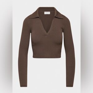 Aritzia Babaton SCULPT KNIT POLO LONGSLEEVE
